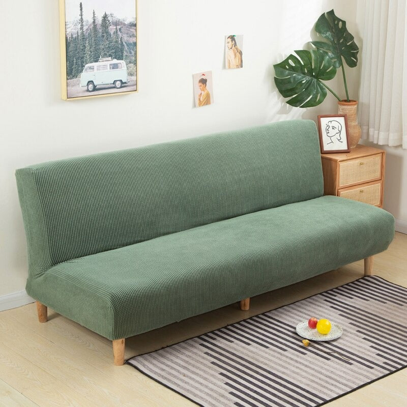 Housse clic clac en tissu polaire sans accoudoir - Housse bz couleur unie pour salon - HousseDecor