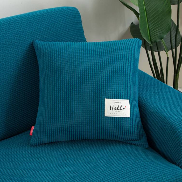 Housse canapé d'angle universelle - bleu canard - HousseDecor