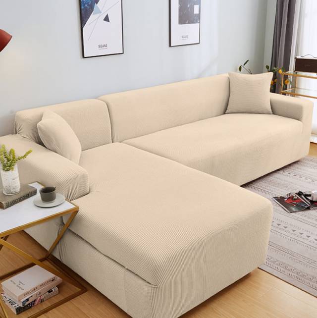 Housse de Canapé d'Angle - Crème - HousseDecor