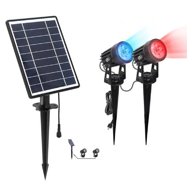 Lampe solaire pour éclairage extérieur - Spot solaire extérieur avec Piquet