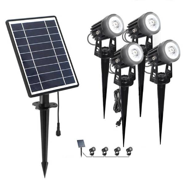 Lampe solaire pour éclairage extérieur - Spot solaire extérieur avec Piquet
