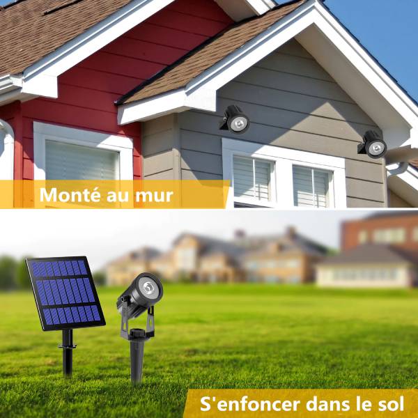Lampe solaire pour éclairage extérieur - Spot solaire extérieur avec Piquet
