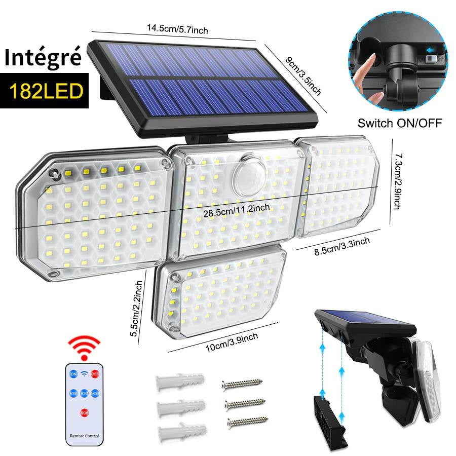 projecteur solaire avec détecteur de mouvement - éclairage extérieur solaire puissant