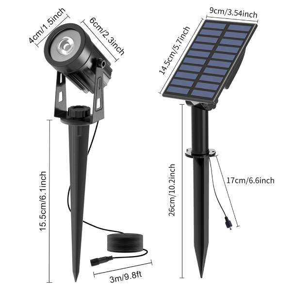 Lampe solaire pour éclairage extérieur - Spot solaire extérieur avec Piquet