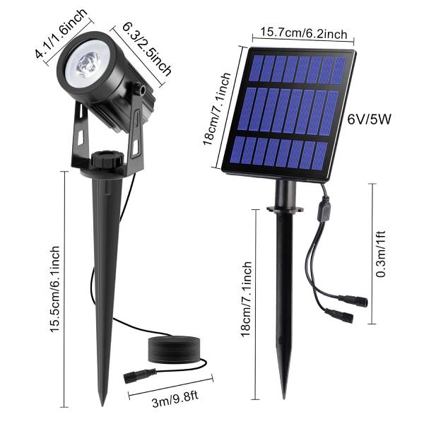 Pack x 2 - Spot solaire LED extérieur sur piquet - 1W (2x0,5W) - IP65