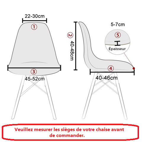 le mesure de  housse de chaise style scandinave extensible est fabriquée avec un tissu de haute élasticité. En plus du look chic, la housse protégera vos chaises de la poussière, des taches et des rayures.